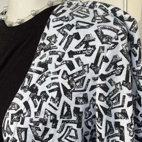 Vintage 80s Abstract Geometric Pattern Black & White Dress & Jacket Matching Set - Picture 4 of 11